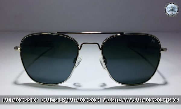 AO American Optical Aviator Sunglasses Silver Black