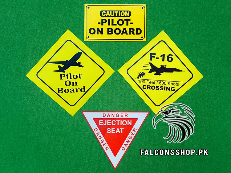 Package 6: F-16, Pilot On Board & Ejection Seat Car Stickers