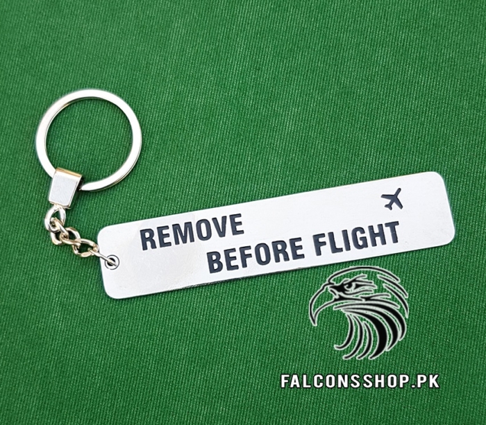 Remove Before Flight Metal Keychain