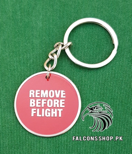 Remove Before Flight Metal Keychain (Red)
